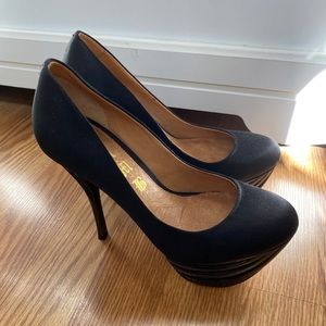 Black Suede Stiletto High Heels